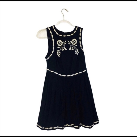 Free People Black Delightful Birds Of A Feather Mini Dress Size 4 - Picture 2 of 9